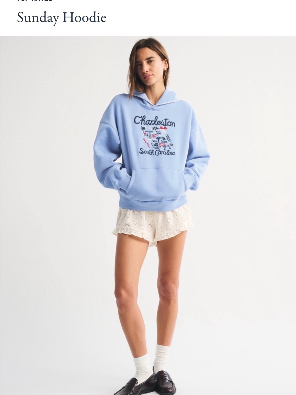 Abercrombie & Fitch Light Blue Charleston Embroidered Hoodie - Picture 7 of 11